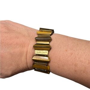 Rustic Cuff bracelet- gold tone and cat’s eye look stones